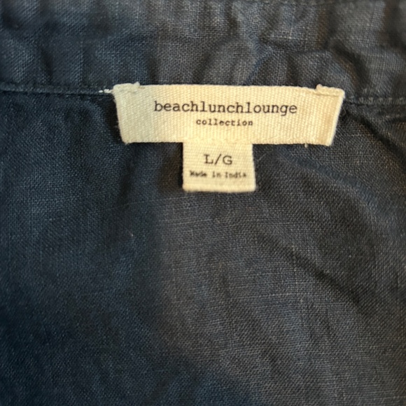 beachlunchlounge Navy Linen V-Neck Sheath Sleeveless Dress – Size Large – EUC - Picture 5 of 5